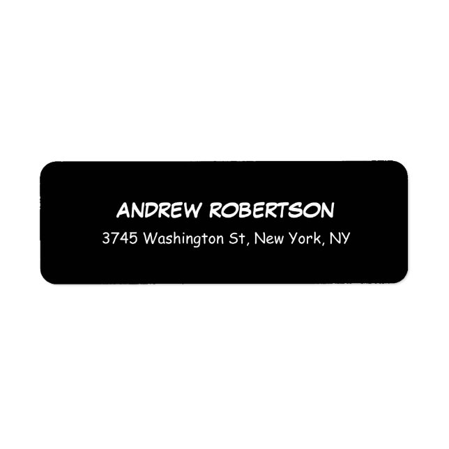 Black White Comic Pro Elegant Return Address Label (Front)