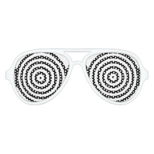Black & White Concentric Circles Optical Illusion Aviator Sunglasses