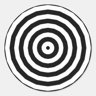 Black & White Concentric Circles Optical Illusion Classic Round Sticker