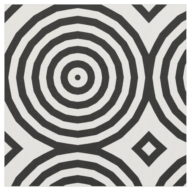 Black & White Concentric Circles Optical Illusion Fabric (Close Up)