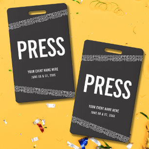 Black White Concert All Access Pass Press ID Badge