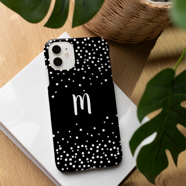 Black & White Confetti Monogram Case-Mate iPhone Case (Creator Uploaded)