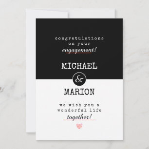 Black&White Congratulating Engagement Card