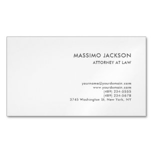 Black White Consultant Attorney at Law Minimalist Magnetic Business Card