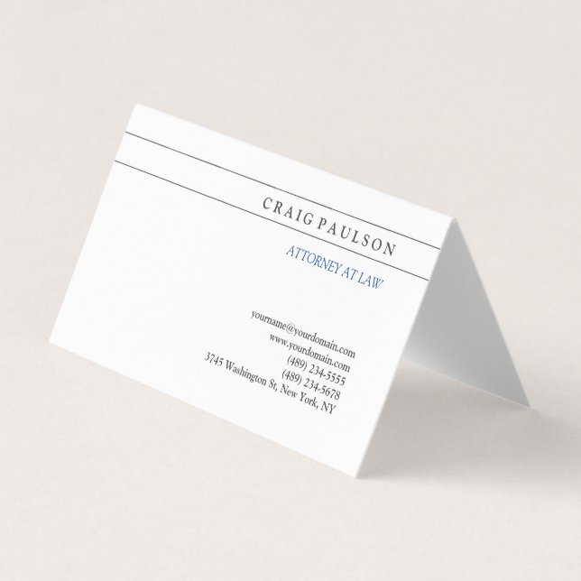 Black White Consultant Attorney at Law Profession Business Card (Front)