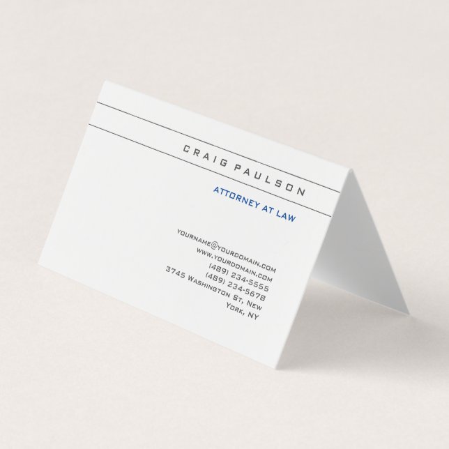 Black White Consultant Attorney at Law Profession Business Card (Front)