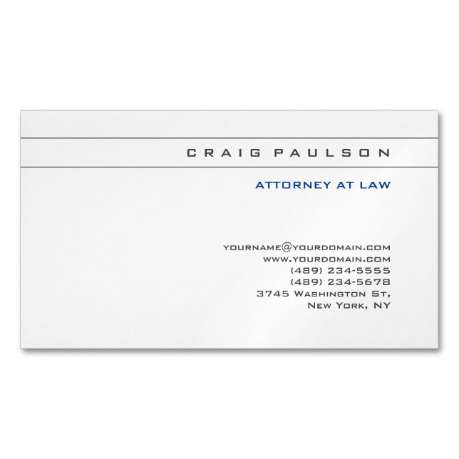 Black White Consultant Attorney at Law Profession Magnetic Business Card (Front)