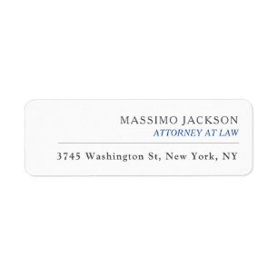 Black White Consultant Attorney at Law Profession Return Address Label