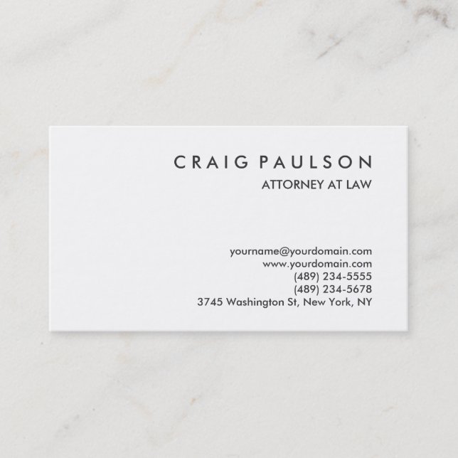 Black White Consultant Attorney Business Card (Front)