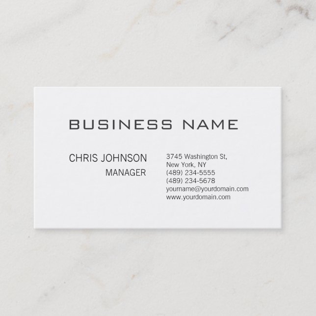 Black White Contemporary Manager Business Card (Front)