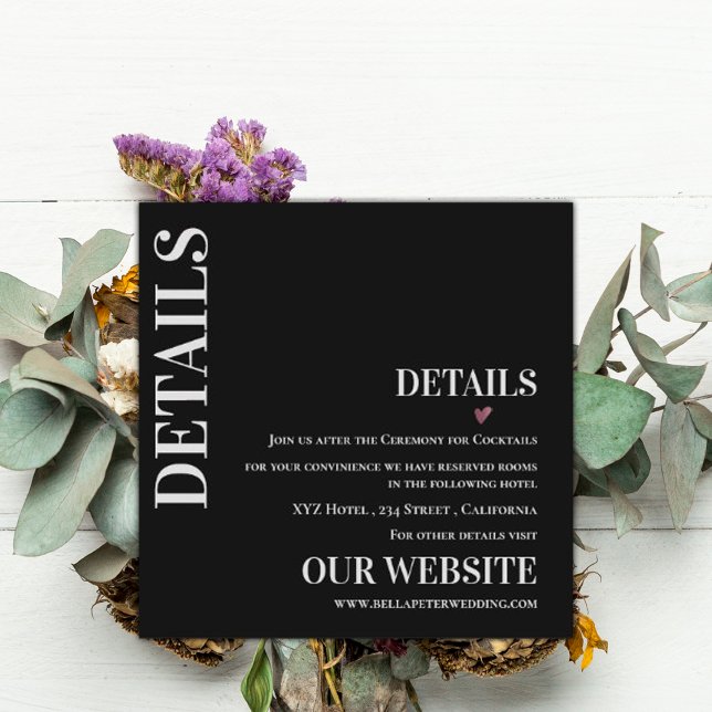 Black White Contemporary Modern Wedding Details Enclosure Card (Black White Contemporary Modern Wedding Details Enclosure Card)