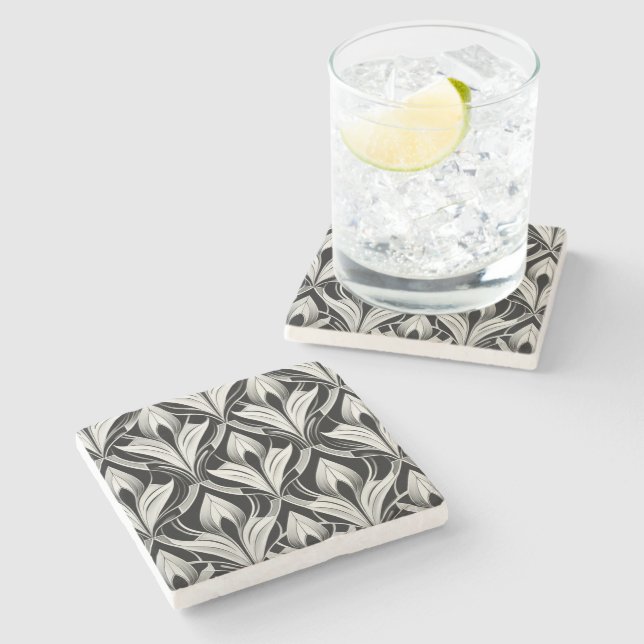 Black & White Contrast Stone Coaster (Side)