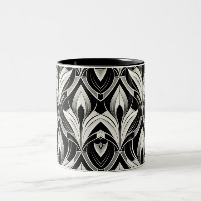 Black & White Contrast Two-Tone Coffee Mug (Center)