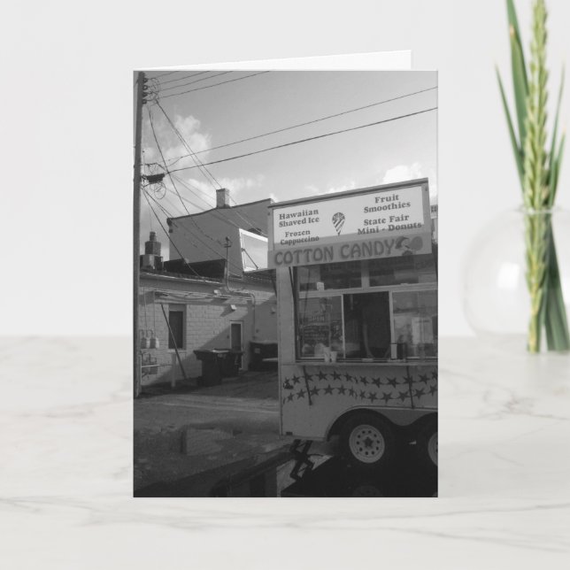 "Black & White Cotton Candy Stand" Birthday Card (Front)