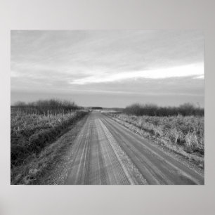 Black & White Country Road 20x16 Poster Print Art