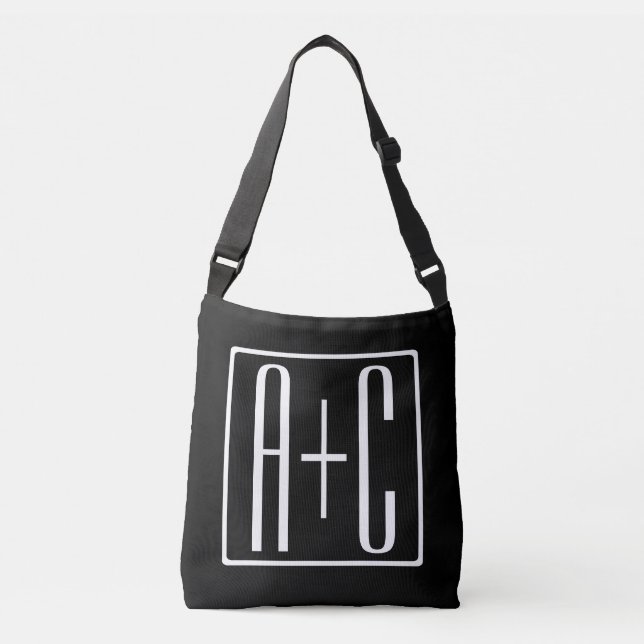 Black & White | Couples Initials Crossbody Bag (Front)