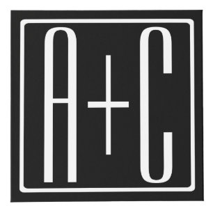 Black & White Couples Initials Cube