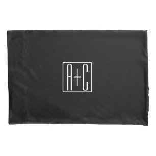 Black & White   Couples Initials Pillowcase