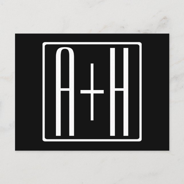 Black & White | Couples Initials Postcard (Front)