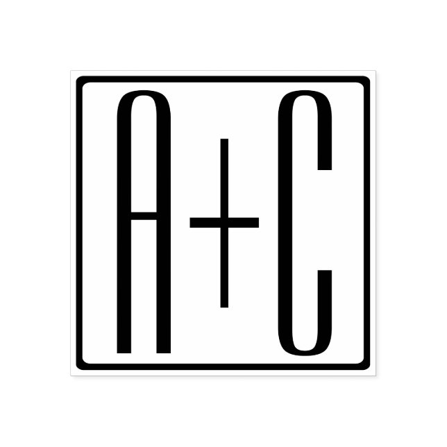 Black & White | Couples Initials Rubber Stamp (Imprint)