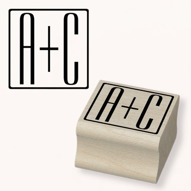 Black & White | Couples Initials Rubber Stamp (Creator Uploaded)