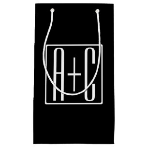 Black & White Couples Initials Small Gift Bag