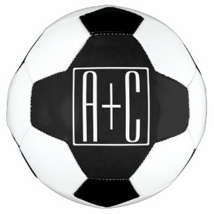 Black & White   Couples Initials Soccer Ball