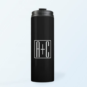 Black & White   Couples Initials Thermal Tumbler
