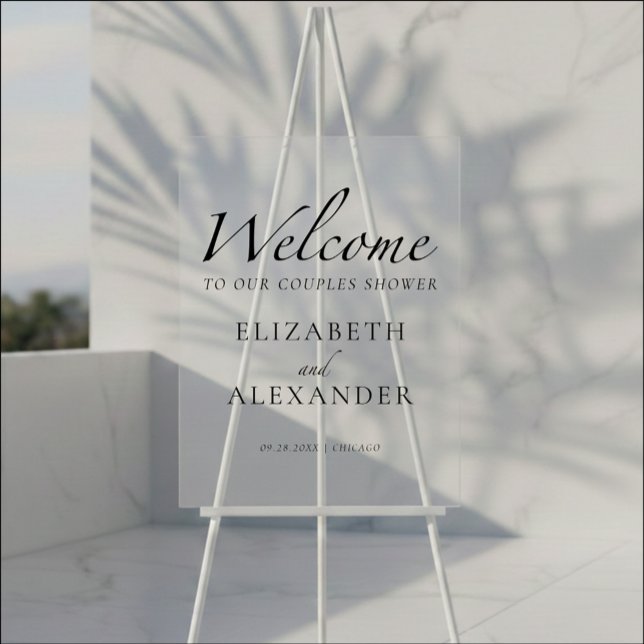 Black & White Couples Shower Acrylic Welcome Sign (Creator Uploaded)