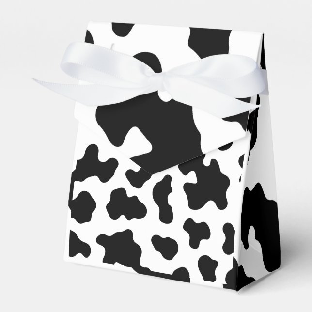 Black & White Cow Cowhide Print Birthday Party Favour Box (Front Side)