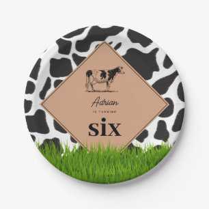 Black & White Cow Farm Animal Birthday Party Theme Paper Plate