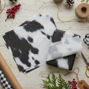 Black White Cow Fur Spots Skin Tissue Paper