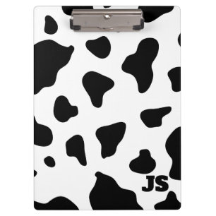 Black White Cow Hide Personalized Clipboard