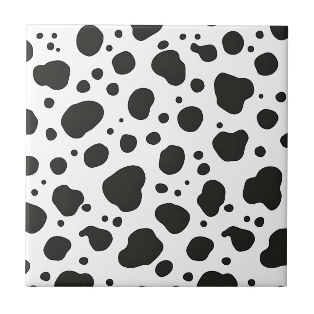 Black White Cow Pattern Ceramic Tile (Front)