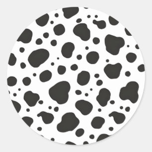 Black White Cow Pattern Classic Round Sticker