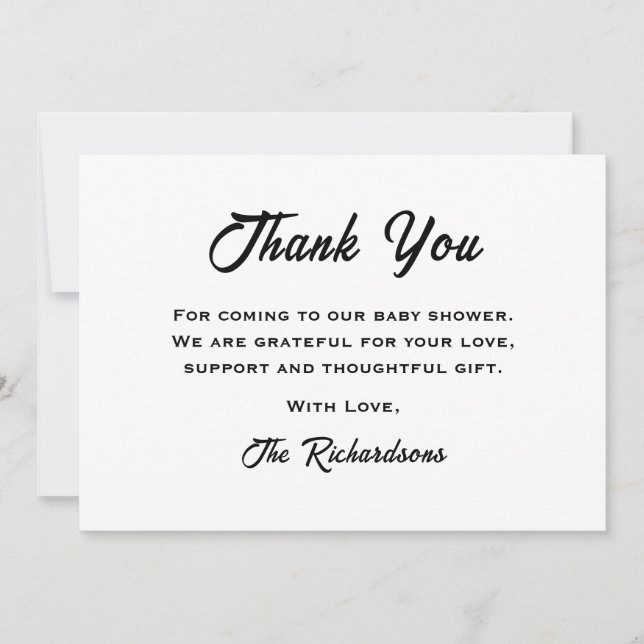 Black White Cow Pig Chicken BBQ Baby Shower BabyQ Thank You Card (Front)