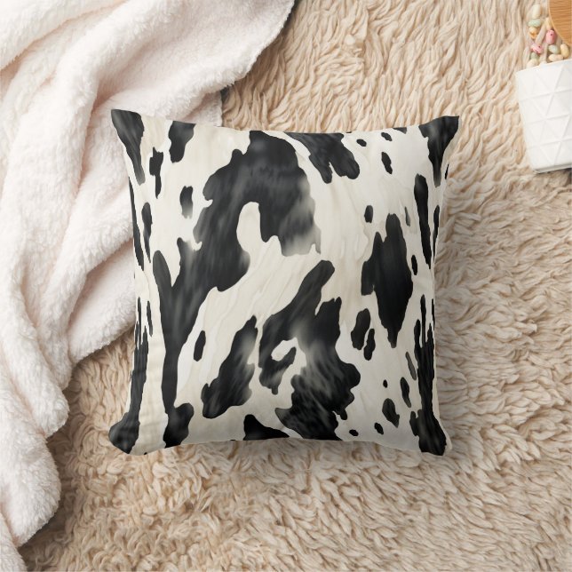 Black White Cow Print Animal Farm Cushion (Blanket)