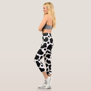 Black White Cow Print Capris
