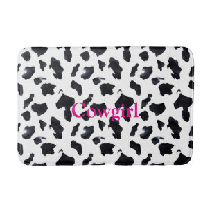 Black White Cow Print Cowgirl Bath Mat