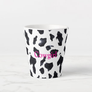 Black White Cow Print Cowgirl Latte Mug