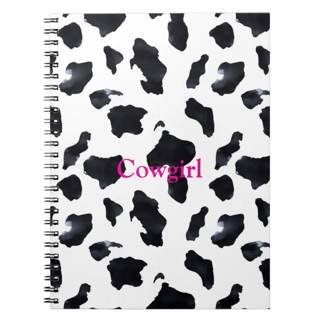 Black White Cow Print Cowgirl Notebook (Front)
