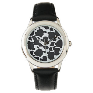 Black white cow print watch