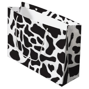 Black & White Cow Spot Animal Pattern Large Gift Bag