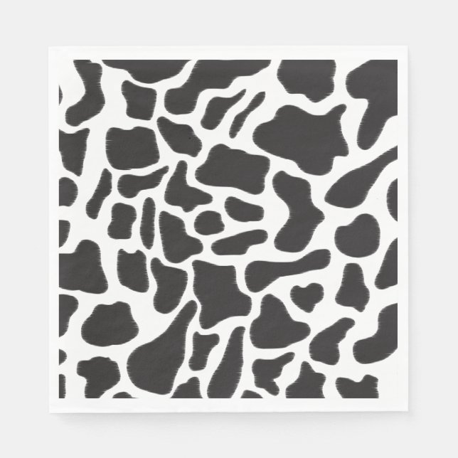 Black & White Cow Spot Animal Pattern  Napkin (Front)