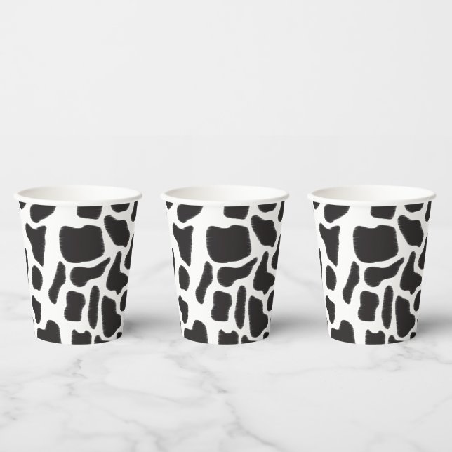 Black & White Cow Spot Animal Pattern  Paper Cups (Multi)