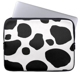 BLACK WHITE COW SPOTS ANIMAL PRINT LAPTOP SLEEVE