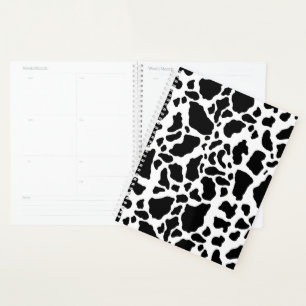 Black & White Cow Spots Animal Print Pattern Planner