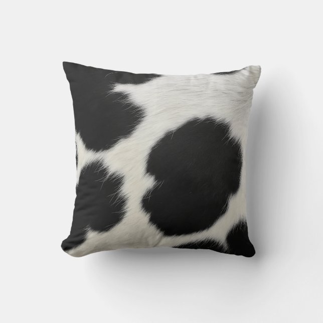 black white cow texture fur skin leather animal ha cushion (Front)