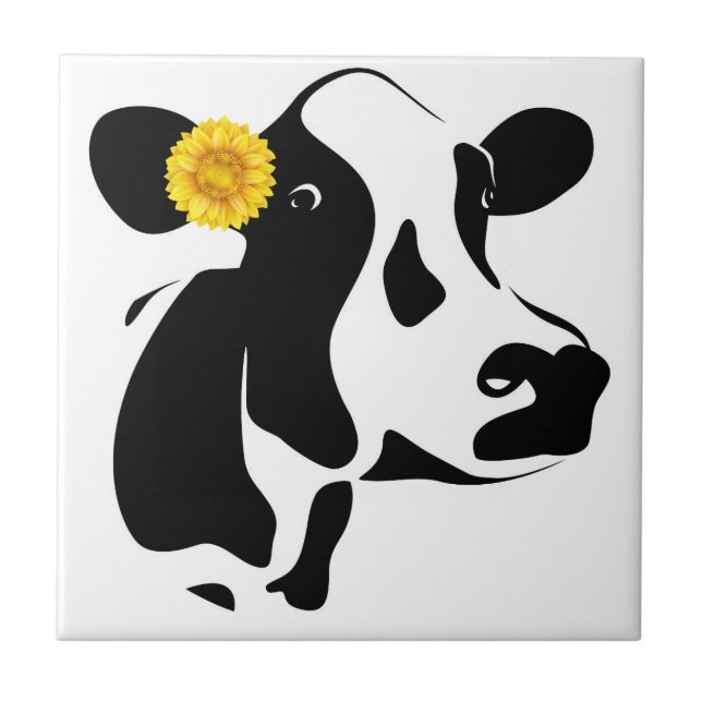 Black & White Cow Tile (Front)