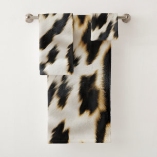 Black White Cowhide Bath Towel Set